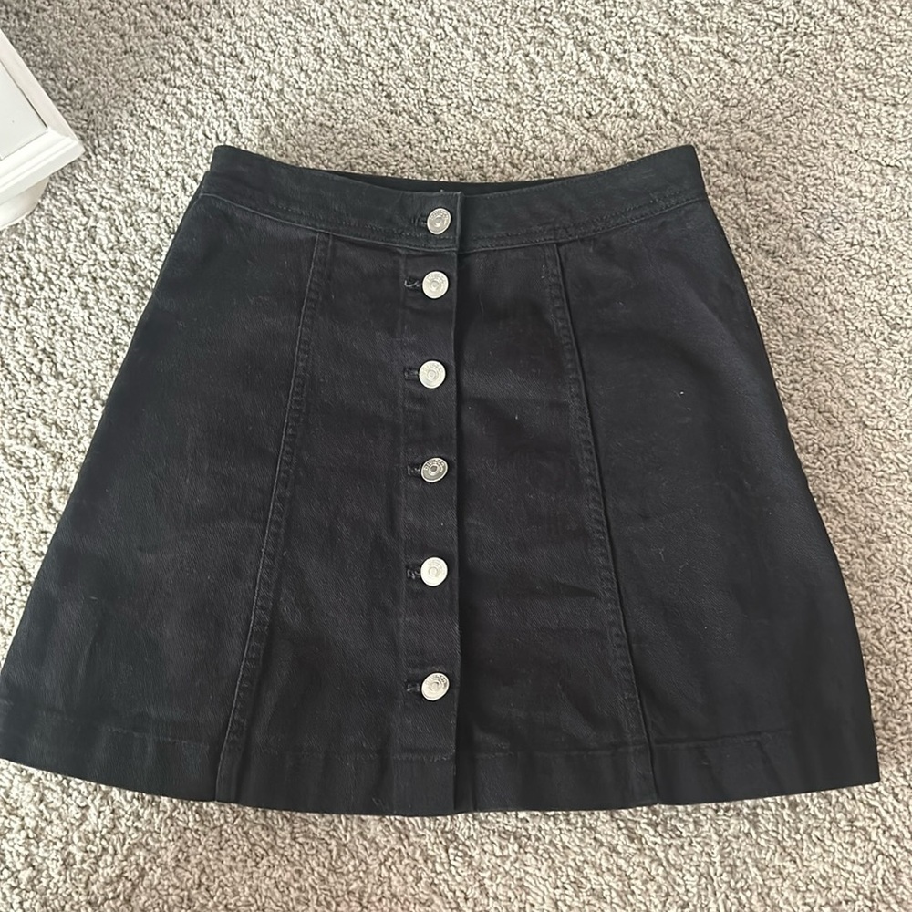 Black Jean mini Skirt w/ Buttons